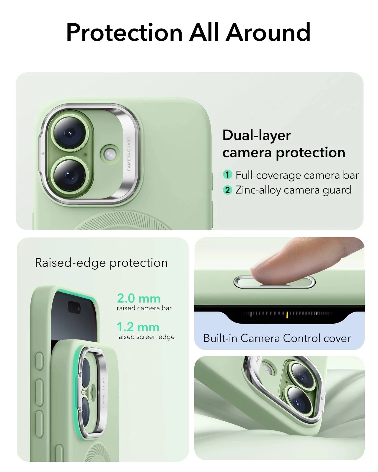 iPhone 17 Bundle Cloud Soft Magnetic Case (Camera Control, Stash Stand) and Armorite Pro Screen Protector - Sage Green - Image 3