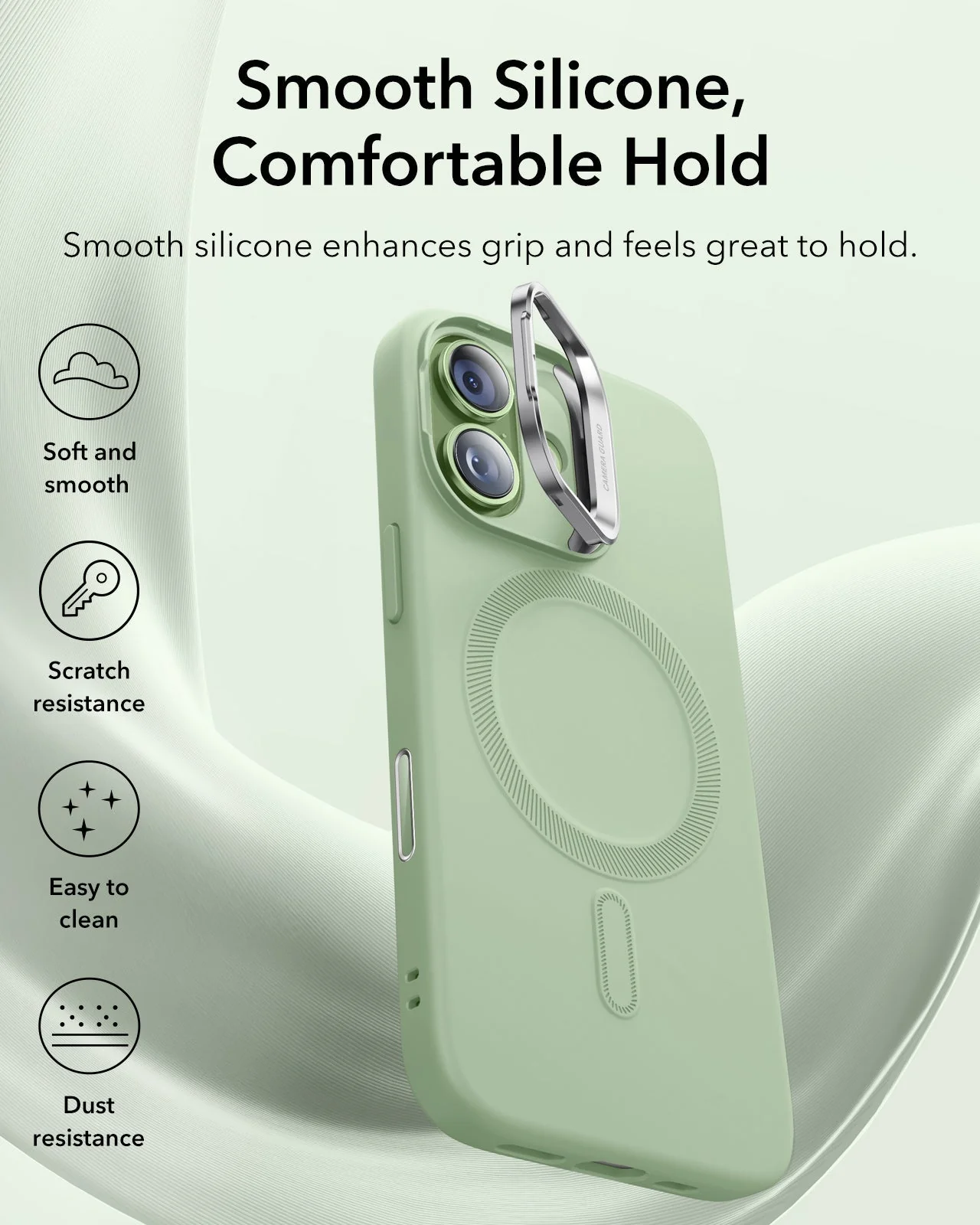 iPhone 17 Bundle Cloud Soft Magnetic Case (Camera Control, Stash Stand) and Armorite Pro Screen Protector - Sage Green - Image 6