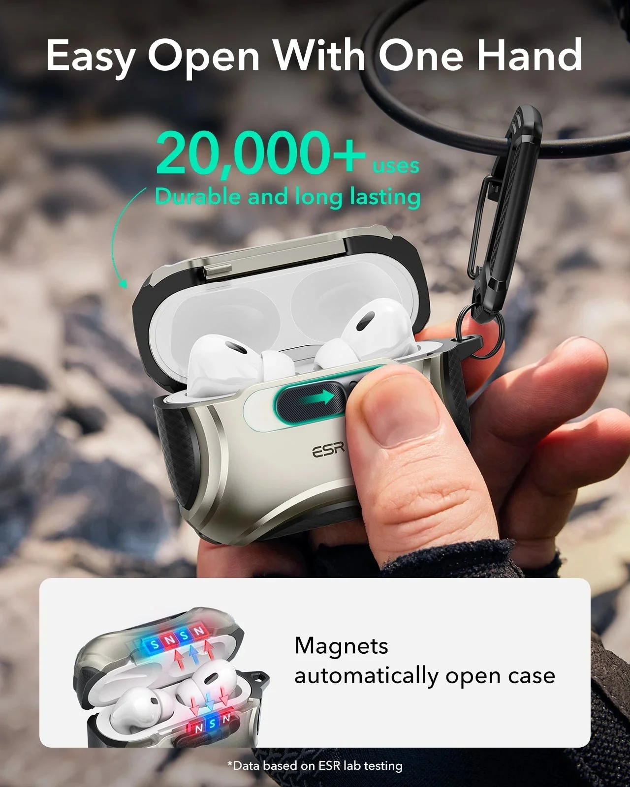 AirPods Pro 3 Cyber FlickLock Magnetic Case - Titanium - Image 5