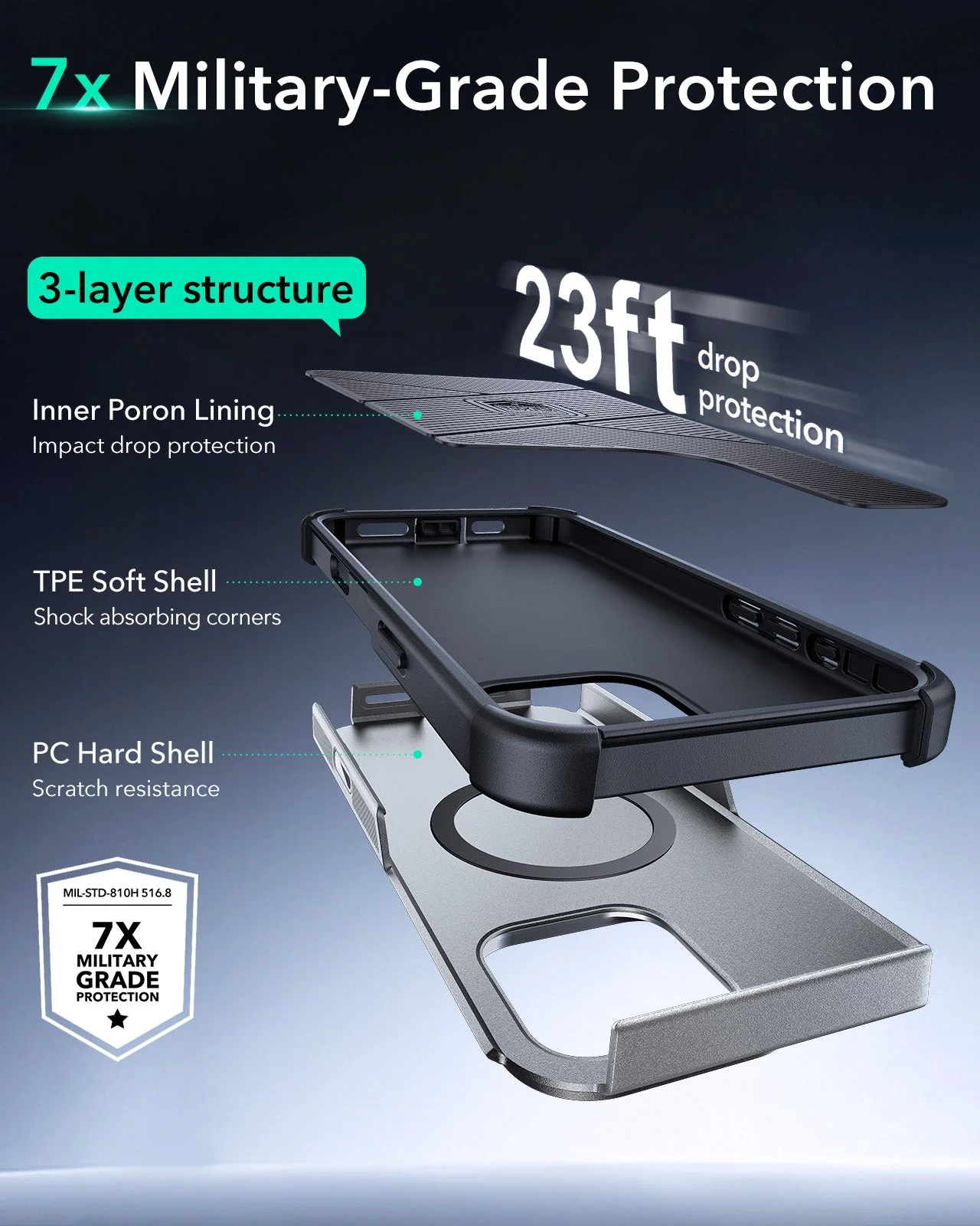 iPhone 16 Pro Max Cyber Tough Magnetic Case (Camera Control, Stash Stand) - Titanium - Image 4